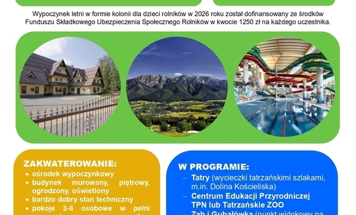 Ostatnie wolne miejsca na wakacyjne kolonie dla dzieci rolników!