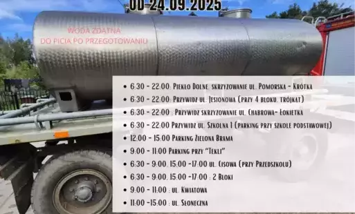 Punkty zaopatrzenia w wodę pitną od 24.09.2025